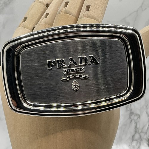 Prada Milano Statement Buckle Gürtel mit Leder Metallic Grau/Silber Gürtel. Superb. - Bild 2 von 24