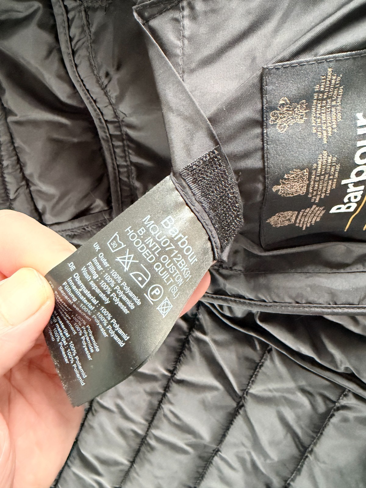 Barbour International Ouston Men's Black Quilted Biker Jacket M image 8
