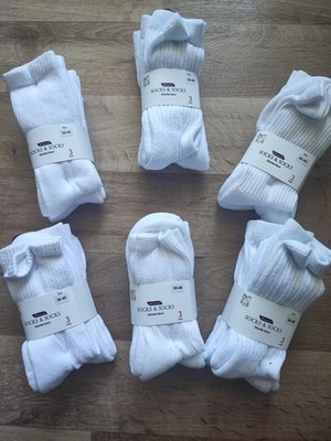 S&S Damen Socken 3 Set Größe 38-40 Weiß Tennissocken 6 Paar