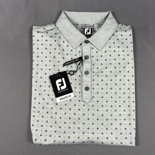 FootJoy Golf Shirt Polo Athletic Fit Deco Print Large Gray Polyester MSRP 85