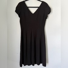 Banana Republic Black Sheath Dress 8 Tailored V Neck Cap Sleeve Lined