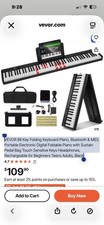 VEVOR 88-Key Foldable Digital Piano Weighted Touch Bluetooth MIDI Black Bag