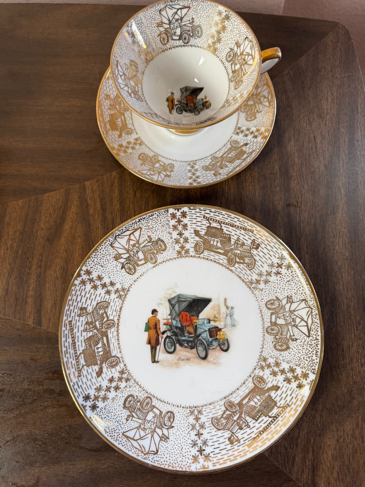 Vintage Winterling Bavarian Tea Cup, Saucer & Dessert Plate Vintage Car