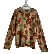 Style&Co Cardigan Sweater XL Tan Floral