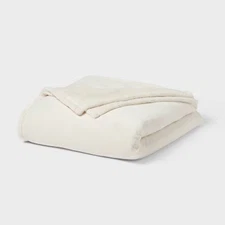 Threshold Ultra-Plush Ivory Knit Throw Blanket 92x90 Year-Round