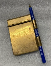 ANTIQUE VINTAGE MINIATURE POCKET  BRASS NOTEBOOK LOCKING PENCIL HOLDER
