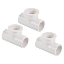 3 Pcs Tee Pipe Fitting, G3/4 Female Thread DN20 Socket 3-Way (White, 3/4″ ID)