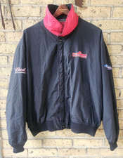 Vintage Budweiser Embroidered Nylon Bomber Jacket Black Men's XL Bud Light Beer
