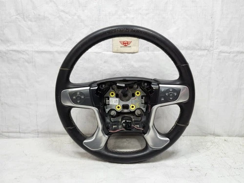 2014-2019 GMC Sierra 1500 Steering Wheel Black Leather w/ Buttons OEM 84483739
