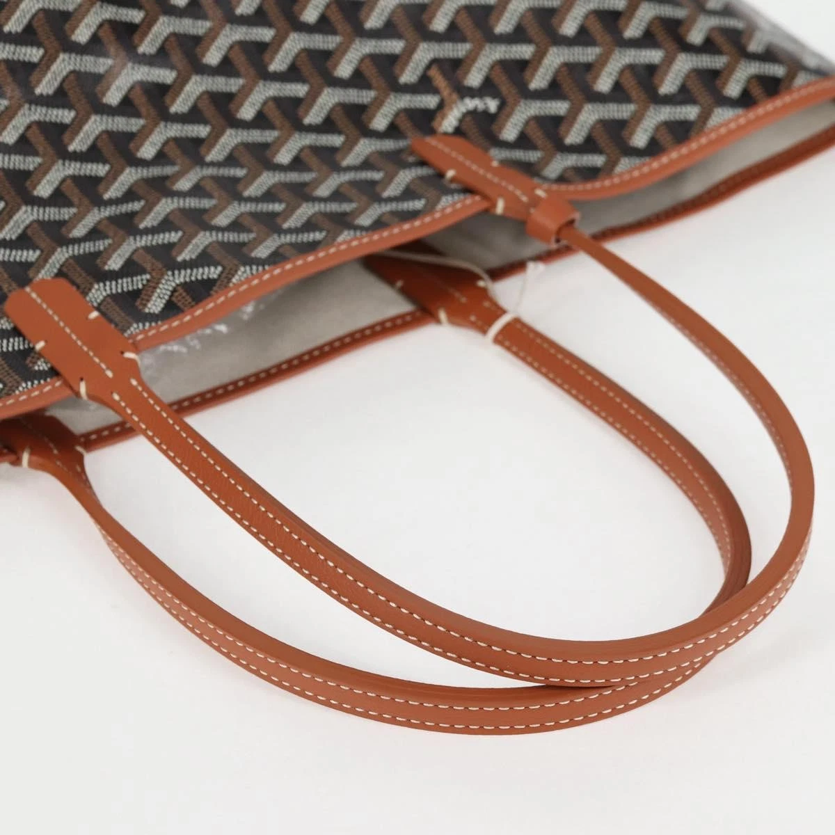 GOYARD Borsa a Spina di Pesce Saint Louis PM Tote Bag PVC Pelle Nero Marrone Autentica 126920M