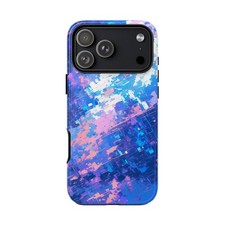 For iPhone / Galaxy / Pixel  Glitch Blue Purple Waves Phone Case