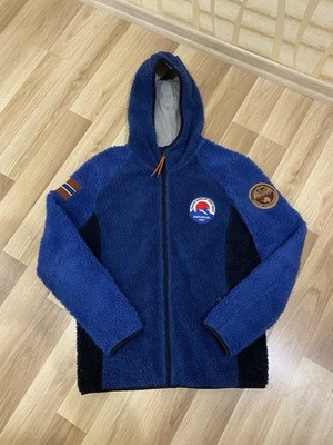 Napapijri Yupik hood 1 sherpa fleece jacket Men M Size Blue Colour