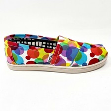 Toms Classics Red Clea Youth Slip On Casual Canvas Flat Shoes