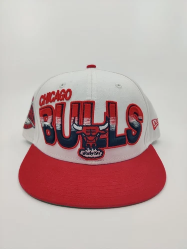 JORDAN Cappello Chicago Bulls Hardwood Classics New Era 9FIFTY Snapback Rosso Bianco Flat Bill