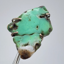 Large Chunky Southwestern Green Quartz Sterling Silver Ring - Size 6 5/8