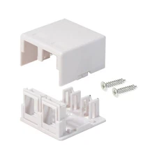 1 Pack Surface Mount Box 2 Port Double Hole Keystone Jack Cat5e/Cat6 White
