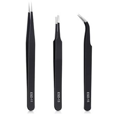 3PCS Precision Tweezers Set, Upgraded Anti-Static Stainless Steel of Tweezers, f