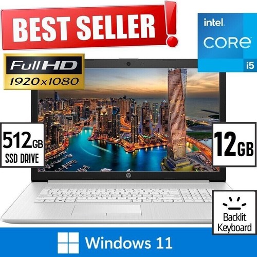 12GB HP 17.3" Laptop Full-HD 12th Intel Core i5-1235U 512GB SSD Drive Windows 11 - Picture 3 of 12