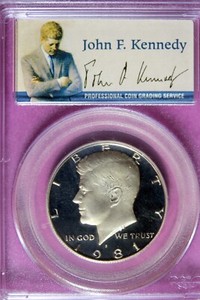 1981 - S PCGS PR69DCAM T1 KENNEDY HALF DOLLAR SIGNED SLAB! #B44567