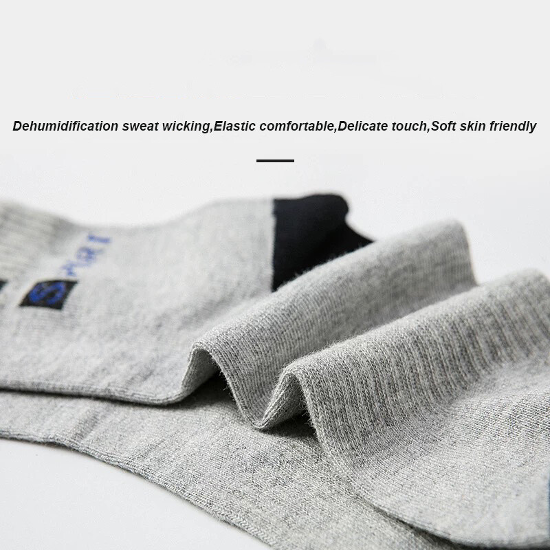 5Pairs Cotton Work Training Cushion Crew Socks Men School Student