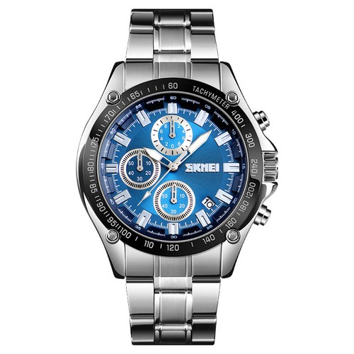 Skmei Mens Quartz Stainless Steel Strap Stopwatch 30m Waterproof Wrist Watch - Picture 8 of 9