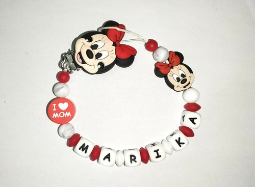 Catenella Portaciuccio Bambina Minnie Con Nome in Silicone Personalizzata Bimba - Foto 7 di 11