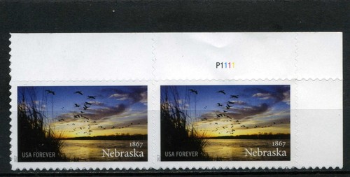 'INDIANA,- 'NEBRASKA, U.S. pair hor. - border # {2} MNH - Picture 2 of 2