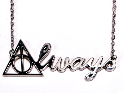 Harry Potter Deathly Hallows 3'' ALWAYS Silver Plated Pendant Charm Necklace