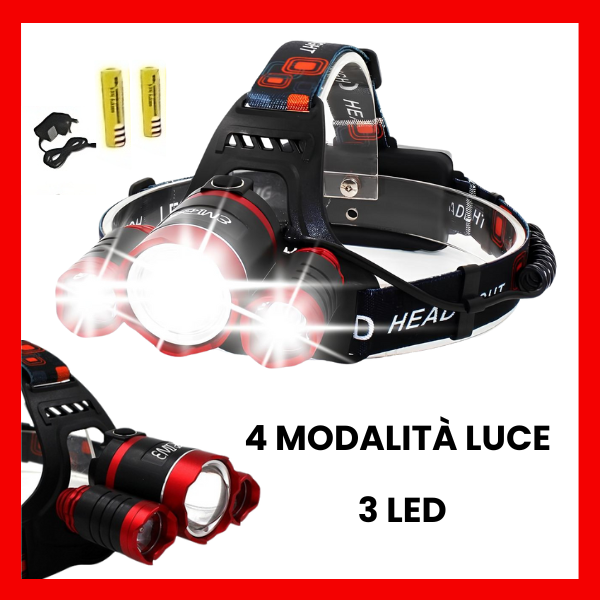 torcia da testa led luce frontale potente ricaricabile lampada super tattica