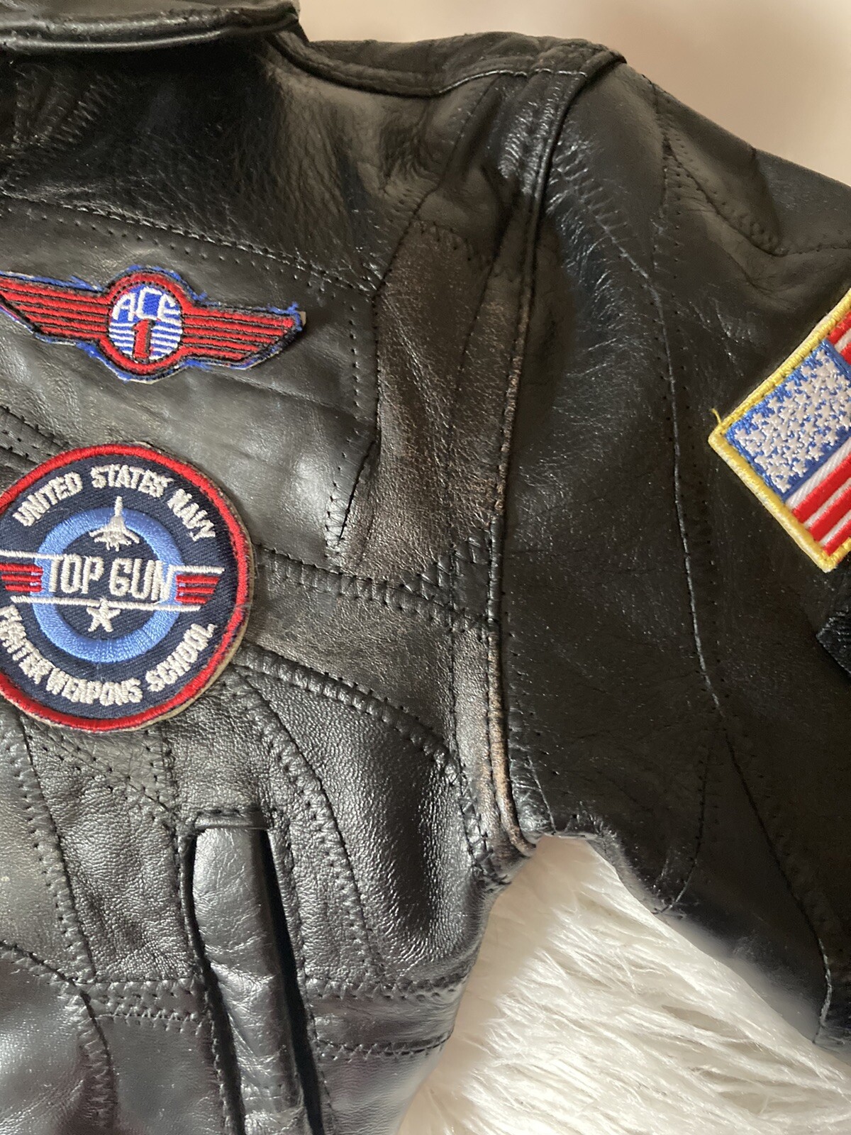 Boys Alpha Industries Leather Jacket Size 2T Maverick Top Gun image 7