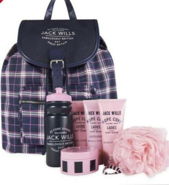 Jack Wills gift rucksack with essentials, gels, deodorant etc