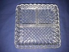 Indiana Glass Pretzel Clear 3 Part relish Square Glass Dish 7 1/4" — photo 1