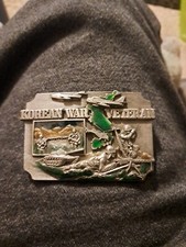 Vintage 1990 - SISKIYOU Korean War Veteran Belt Buckle USA Made
