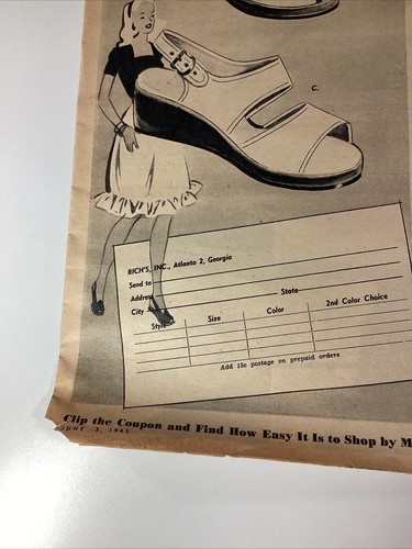 Atlanta GA Print Ad 1945 AJC Rich’s Women Fashion Shoes Buskens - Picture 5 of 9