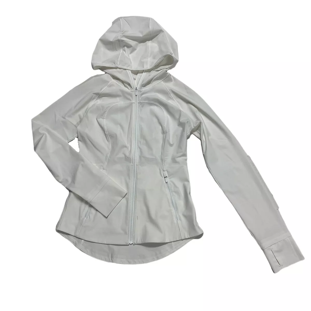Lululemon Rain Jacket 6 Bright White Fitted Stretch Zip Up Hoodie Windbreaker