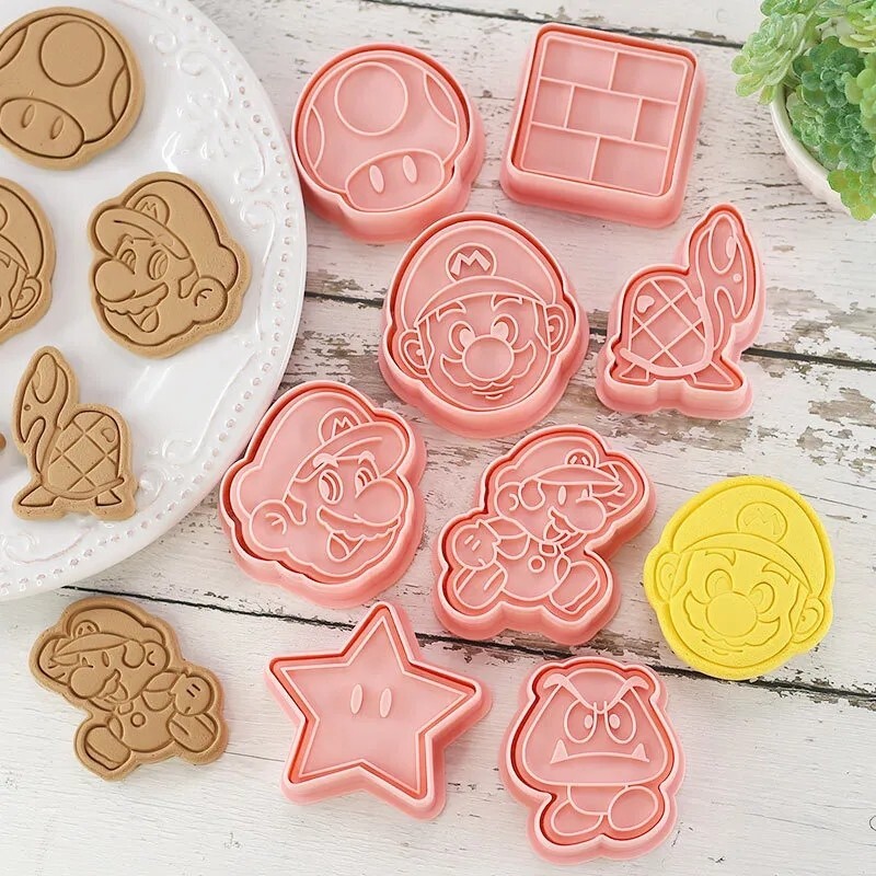 Molde Pastel Super mario Bros Lote 8 Tomar Piezas Galletas mario Toad Estrella