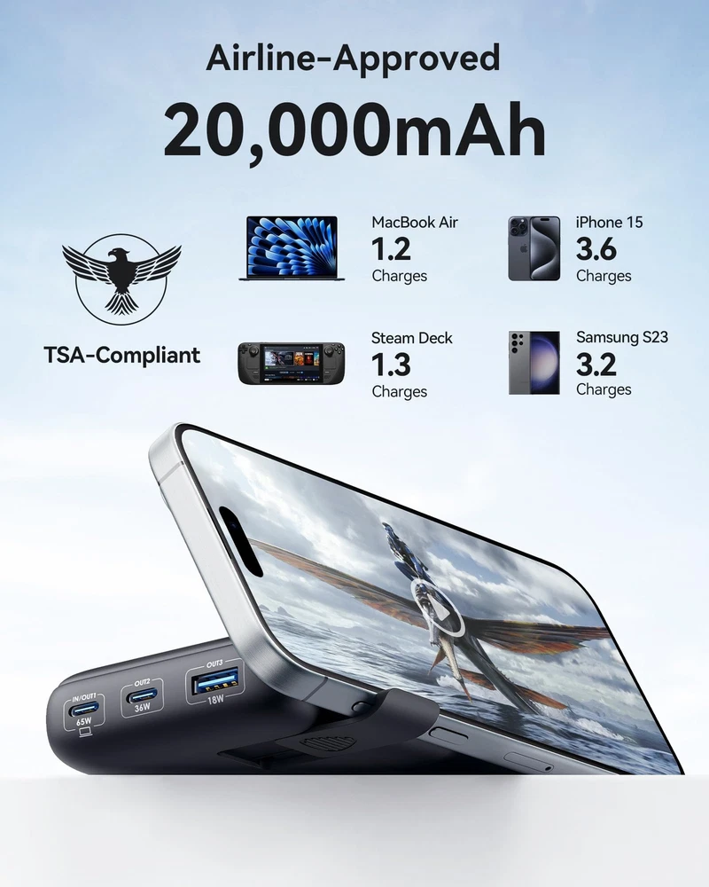 Power Bank, 20000mAh 65W USB C Laptop Portable Charger, PD QC Fast Charging 3... Power Bank, 20000mAh 65W USB C Laptop Portable Charger, PD QC Fast Charging 3...