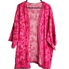 The Pioneer Woman Kimono Duster Pink Linen Blend Women's Size L/xl