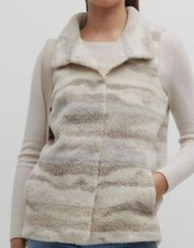 $295 Jocelyn Women's Beige Varigated Faux Sherpa Vest Jacket Coat Size L