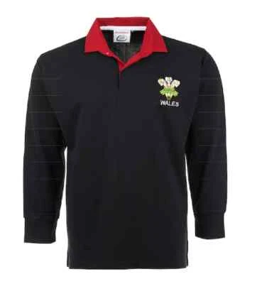 Men's Wales Rugby Shirt Full Sleeve Collar T-shirts - Wales Jersey Size S to 5XL
