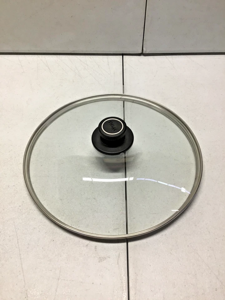 Vidrio templado de lana con borde de acero inoxidable y perilla ventilada tapa redonda - 12" Foto 2 de 4