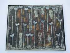 LARGE FRANCSICO COELLO PAINTING SCULPTURE MID CENTURY ABSTRACT EXHIBITED MOD