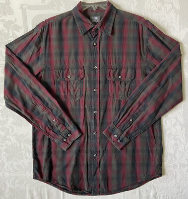 Joseph Abbound Long Sleeve Button Up Red Green Plaid Mens M Chest 46 Neck 16
