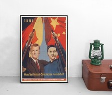 Poster DDR: Deutsch-Chinesische Freundschaft / Plakat Propaganda GDR China
