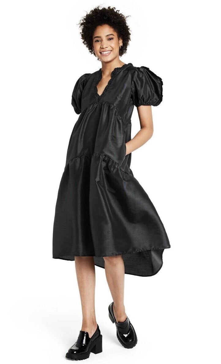 Kika Vargas x Target Black Tiered Ruffle Edge Puff Sleeve Kika Vargas x Target Black Tiered Ruffle Edge Puff Sleeve
