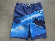 OP board shorts blue shark design boys sz 14-16