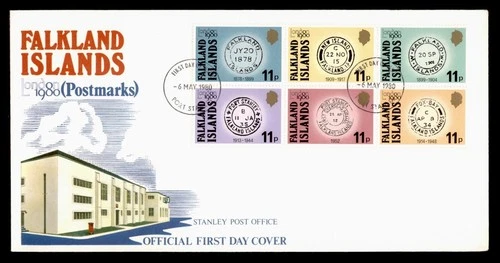 DR WHO 1980 FALKLAND ISLANDS FDC POSTMARKS CACHET BLOCK w28055