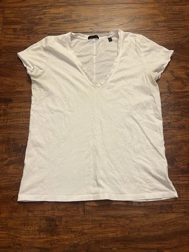 ATM Anthony Thomas Melillo Cotton V Neck T Shirt M White Minimalist Neutral