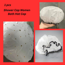 Large Double Layers Thick Waterproof Shower Cap Women Bath LargeHat Cap Reusable