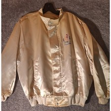 Vintage Flamingo Hilton Las Vegas Satin Bomber Jacket Large USA Made 80s Retro